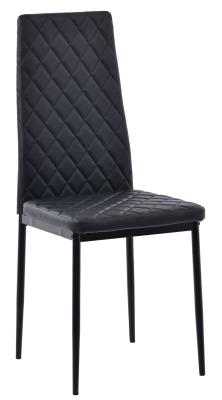 Lido Black Faux Leather Dining Chair With Black Legs