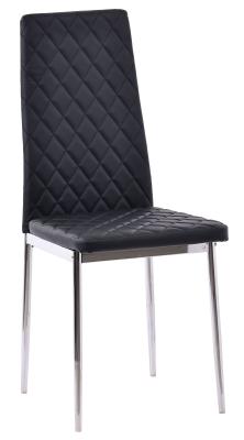 Lido Black Faux Leather Dining Chair With Chrome Legs