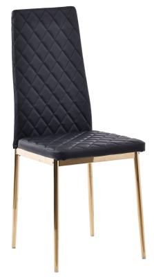 Lido Black Faux Leather Dining Chair With Gold Legs