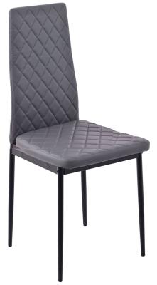 Lido Grey Faux Leather Dining Chair With Black Legs