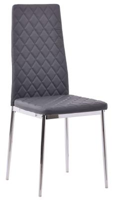 Lido Grey Faux Leather Dining Chair With Chrome Legs