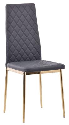 Lido Grey Faux Leather Dining Chair With Gold Legs