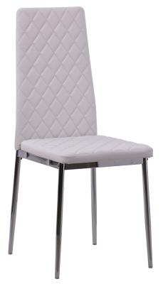 Lido White Faux Leather Dining Chair With Chrome Legs