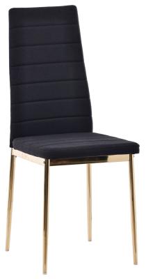 Metro Black Faux Leather Dining Chair With Gold Legs