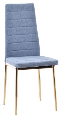 Metro Blue Faux Leather Dining Chair With Gold Legs