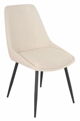 Darwin Cream Velvet Fabric Dining Chair With Black Legs