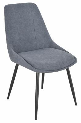 Darwin Dark Grey Velvet Fabric Dining Chair With Black Legs