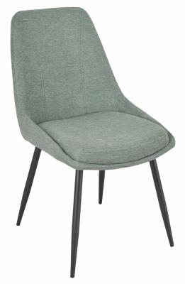 Darwin Green Velvet Fabric Dining Chair With Black Legs