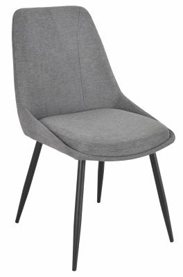 Darwin Grey Velvet Fabric Dining Chair With Black Legs