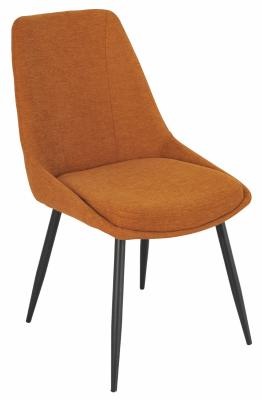 Darwin Orange Velvet Fabric Dining Chair With Black Legs