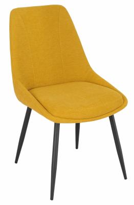 Darwin Yellow Velvet Fabric Dining Chair With Black Legs