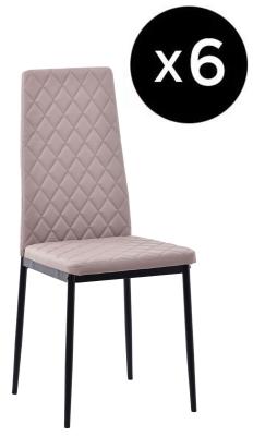 Set Of 6 Metro Dining Chairs In Cappuccino Colour Faux Leather And Black Metal Legs