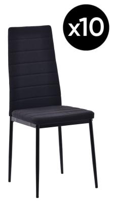 Set Of 10 Lido Dining Chair In Black Color Fabric With Black Legs