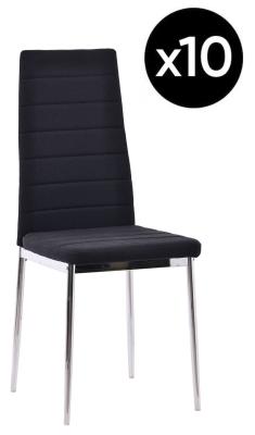 Set Of 10 Lido Dining Chair In Black Color Fabric With Chrome Legs