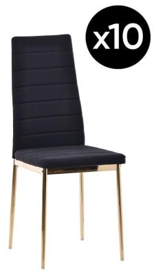 Set Of 10 Lido Dining Chair In Black Color Fabric With Gold Legs