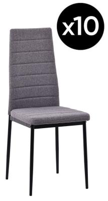 Set Of 10 Lido Dining Chair In Dark Grey Color Fabric With Black Legs