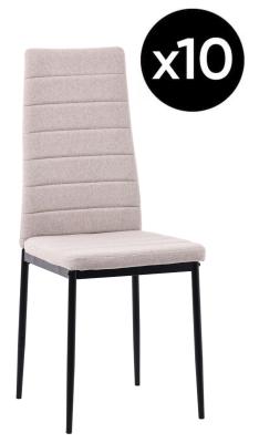 Set Of 10 Lido Dining Chair In Sand Color Fabric With Black Legs