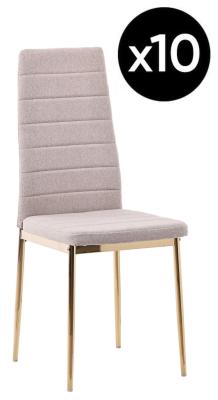 Set Of 10 Lido Dining Chair In Sand Color Fabric With Gold Legs