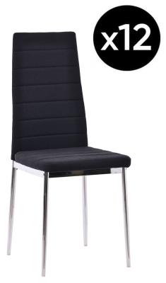 Set Of 12 Lido Dining Chair In Black Color Fabric With Chrome Legs