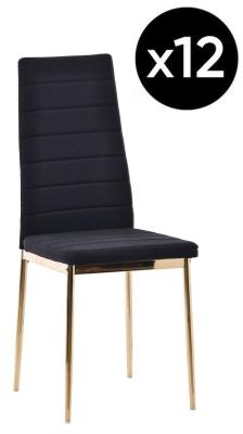 Set Of 12 Lido Dining Chair In Black Color Fabric With Gold Legs