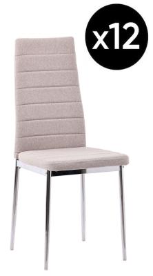 Set Of 12 Lido Dining Chair In Sand Color Fabric With Chrome Legs