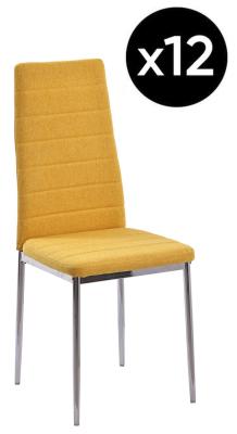 Set Of 12 Lido Dining Chair In Yellow Color Fabric With Chrome Legs