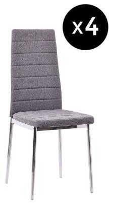 Set Of 4 Lido Dining Chair In Dark Grey Color Fabric With Chrome Legs