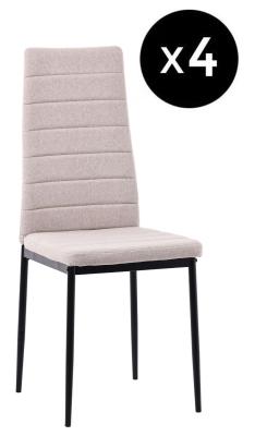 Set Of 4 Lido Dining Chair In Sand Color Fabric With Black Legs