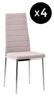 Set Of 4 Lido Dining Chair In Sand Color Fabric With Chrome Legs