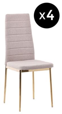 Set Of 4 Lido Dining Chair In Sand Color Fabric With Gold Legs