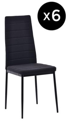 Set Of 6 Lido Dining Chair In Black Color Fabric With Black Legs