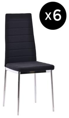 Set Of 6 Lido Dining Chair In Black Color Fabric With Chrome Legs