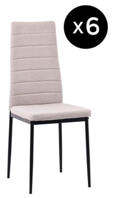 Set Of 6 Lido Dining Chair In Sand Color Fabric With Black Legs