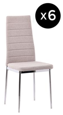 Set Of 6 Lido Dining Chair In Sand Color Fabric With Chrome Legs