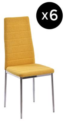 Set Of 6 Lido Dining Chair In Yellow Color Fabric With Chrome Legs