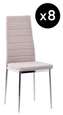 Set Of 8 Lido Dining Chair In Sand Color Fabric With Chrome Legs