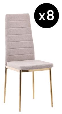 Set Of 8 Lido Dining Chair In Sand Color Fabric With Gold Legs