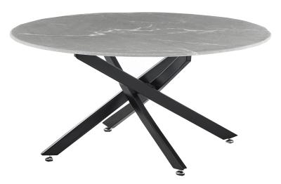 Chopstick Grey And Black Round Coffee Table 90cm Marble Effect Top