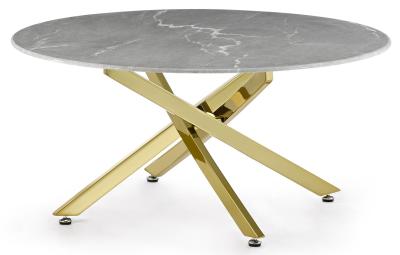 Chopstick Grey And Gold Round Coffee Table 90cm Marble Effect Top