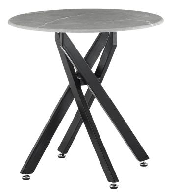 Chopstick Grey And Black Round Side Table 55cm Marble Effect Top