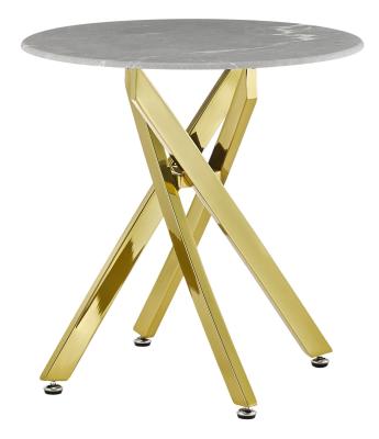 Chopstick Grey And Gold Round Side Table 55cm Marble Effect Top