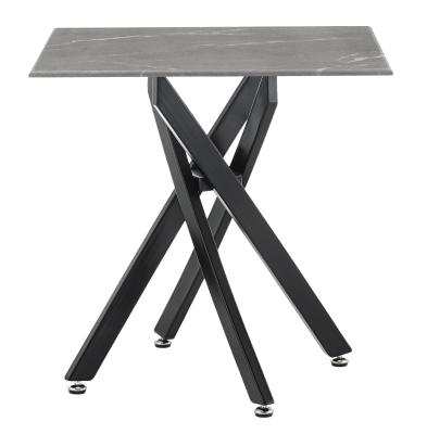 Chopstick Grey And Black Square Side Table 55cm Marble Effect Top