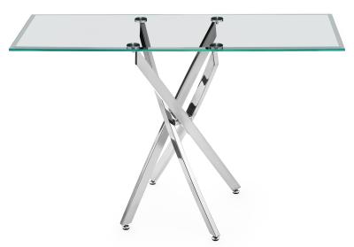 Chopstick Clear Glass And Chrome Console Table 120cm Tempered Top