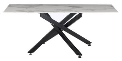 Chopstick White And Black Coffee Table 110cm Marble Effect Top