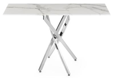 Chopstick White And Chrome Console Table 120cm Marble Effect Top