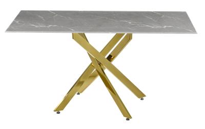 Chopstick 150cm Grey And Gold Dining Table Marble Effect Top