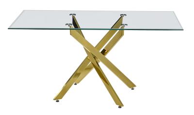 Chopstick 150cm Clear Glass And Gold Dining Table Tempered Top