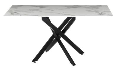 Chopstick 150cm White And Black Dining Table Marble Effect Top