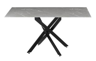 Chopstick 150cm Grey And Black Dining Table Marble Effect Top