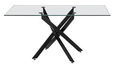 Chopstick 150cm Clear Glass And Black Dining Table Tempered Top